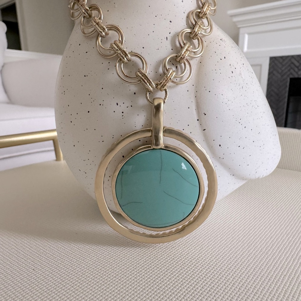 Chico’s Reversible Turquoise-Coin Pendant Necklace